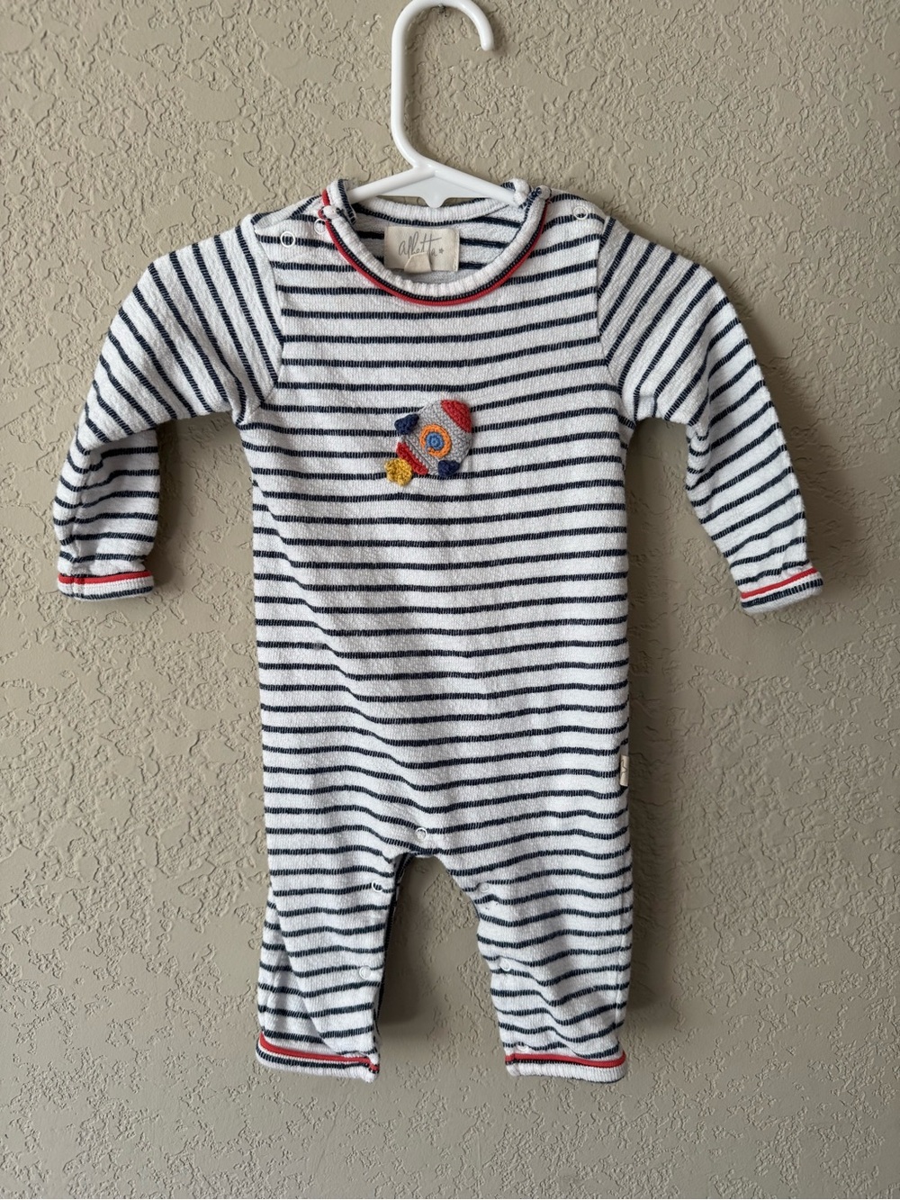 Albetta Striped Navy & White Rocket Onesie
